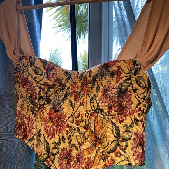 Floral Brocade Bustier Top - Picture 3 of 5